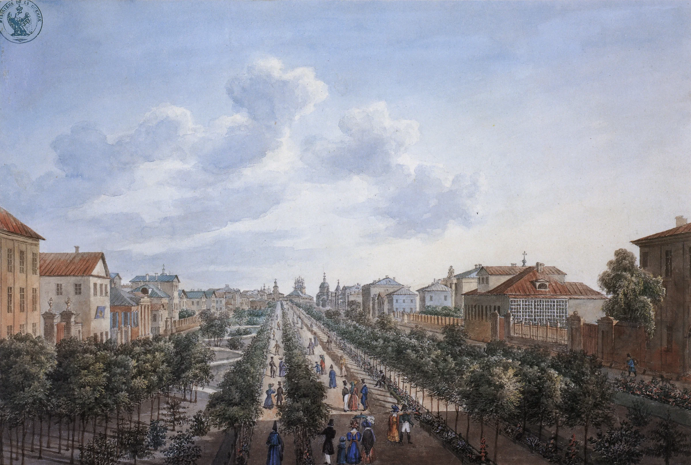 Тверской бульвар в первой половине 19 века.. Фото. Картинка